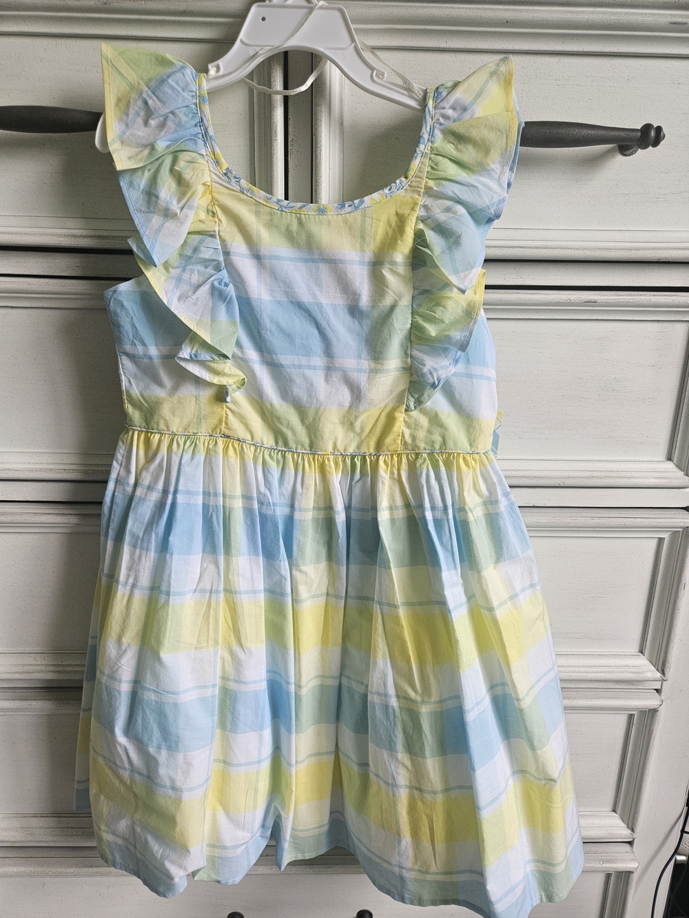 Tommy Bahama Pastel Yellow & Light Blue Plaid Ruffle Sundress